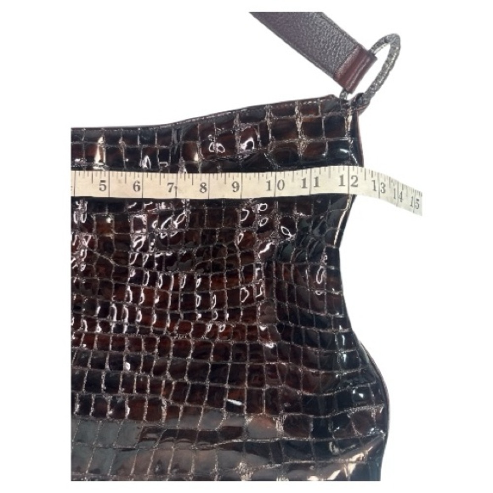 Brighton Crocodile Cher Patent Plum Bag and Wallet - Picture 5 of 10